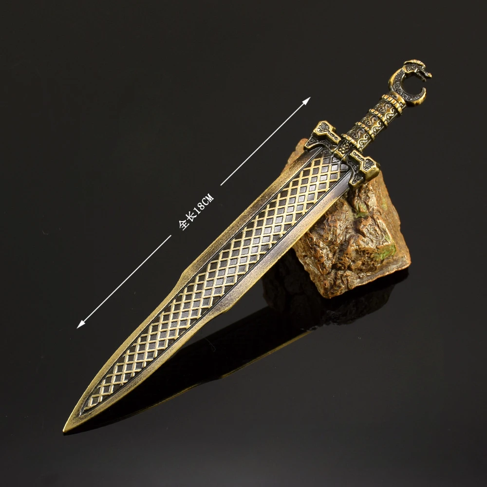 Espada de arma Legend Of Qin de 18cm, TV china, periférico de Anime, cuchillo samurái totalmente metálico, modelo Katana, artesanías de escritorio, juguetes para niños