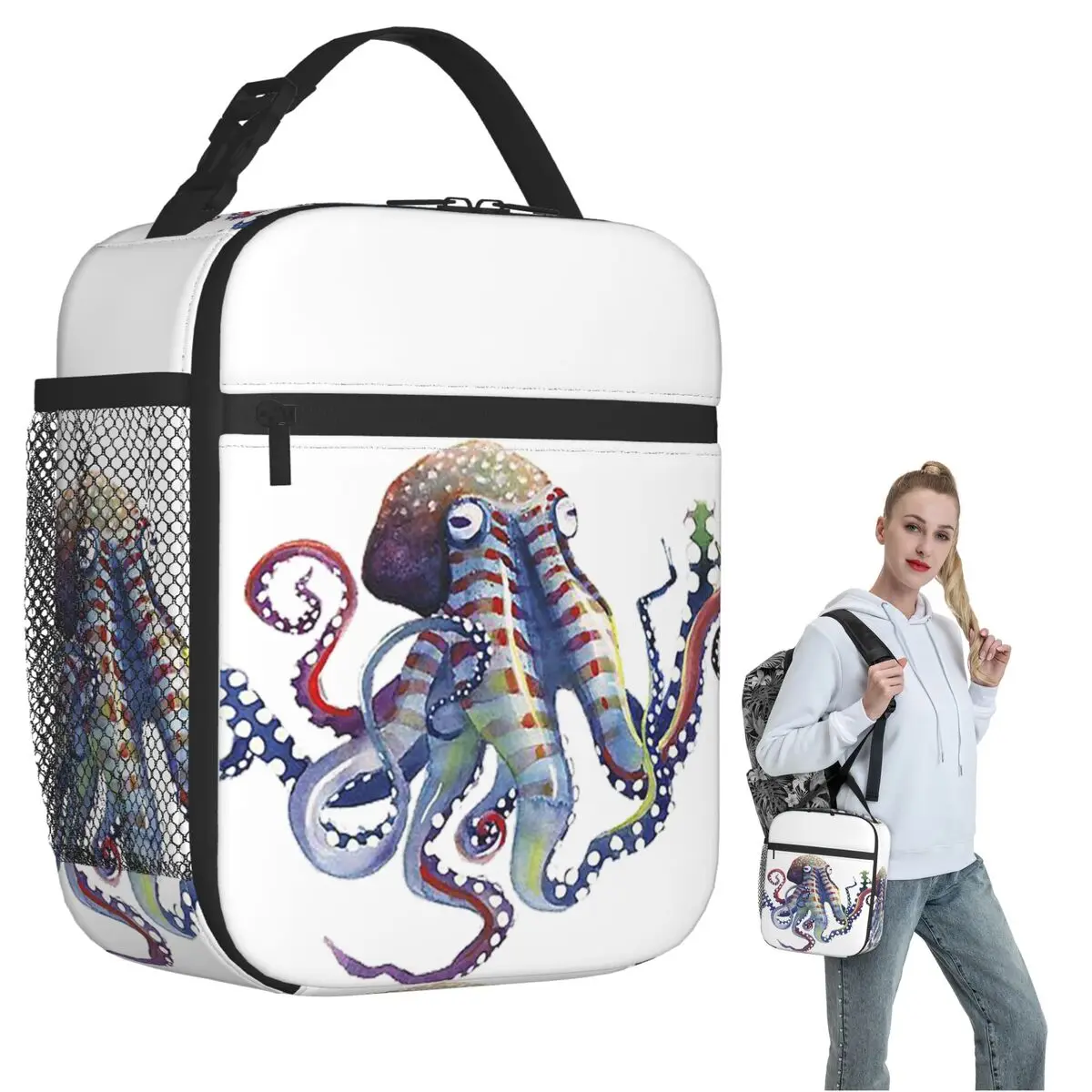 Octopus Insulated Lunch Bag for Women Children Portable Food Boxes Thermal Lunch Box Tote