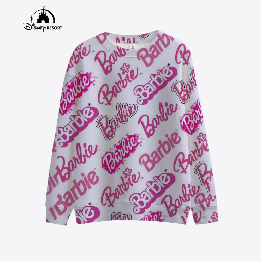 Sweat à capuche de sport imprimé princesse Barbie pour femmes col rond à la mode Street Leisure Jogging Vêtements haut pour femmes S-3XL