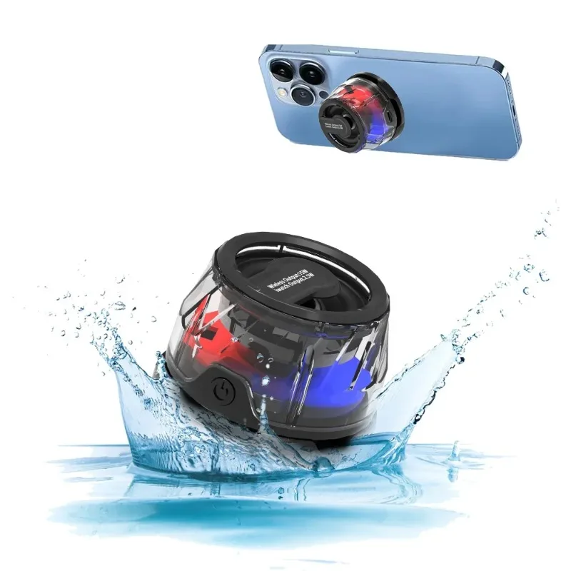 

Magnetic Portable Bluetooth Speaker 500mAh Battery Mini Speaker Bluetooth 5.3 RGB Lighting Multifunction Phone Stand Outdoor Use