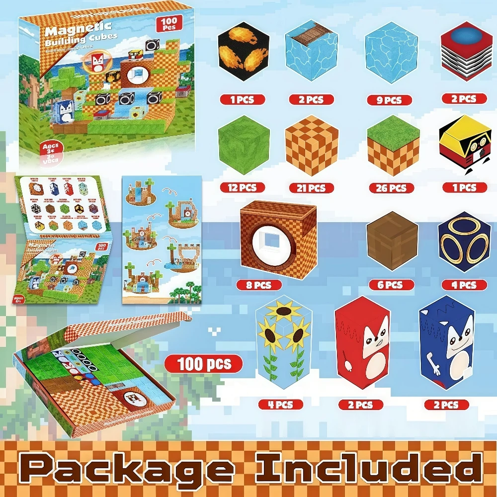 100 pçs blocos magnéticos conjunto de construção aventura haste brinquedos educativos 3d diy decoração criativa presente para crianças presente do feriado