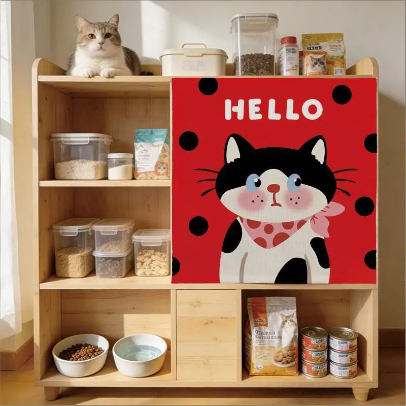 VIKAMA Cute Cat House Curtain Cat Bedroom Decor Cat Cave Privacy Screen Anti-Scratch Hanging Curtain Pet Accessories