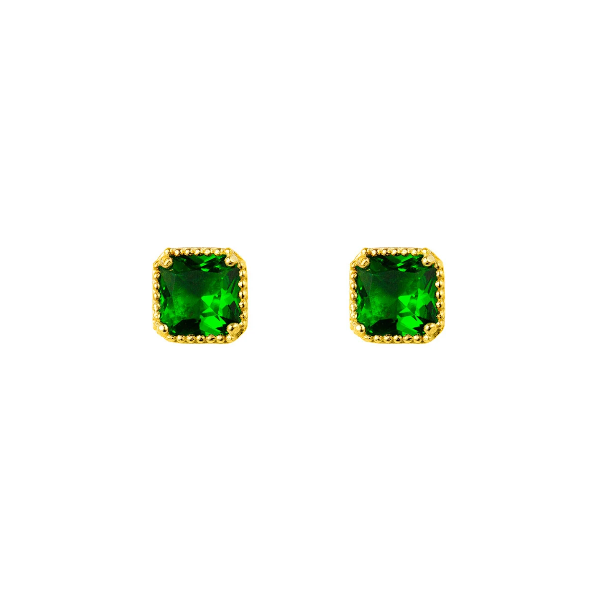 Modian Luxury Square Green Cubic Zirconia Stud Earrings 925 Sterling Silver Natural Stone For Women Wedding Fashion Jewelry