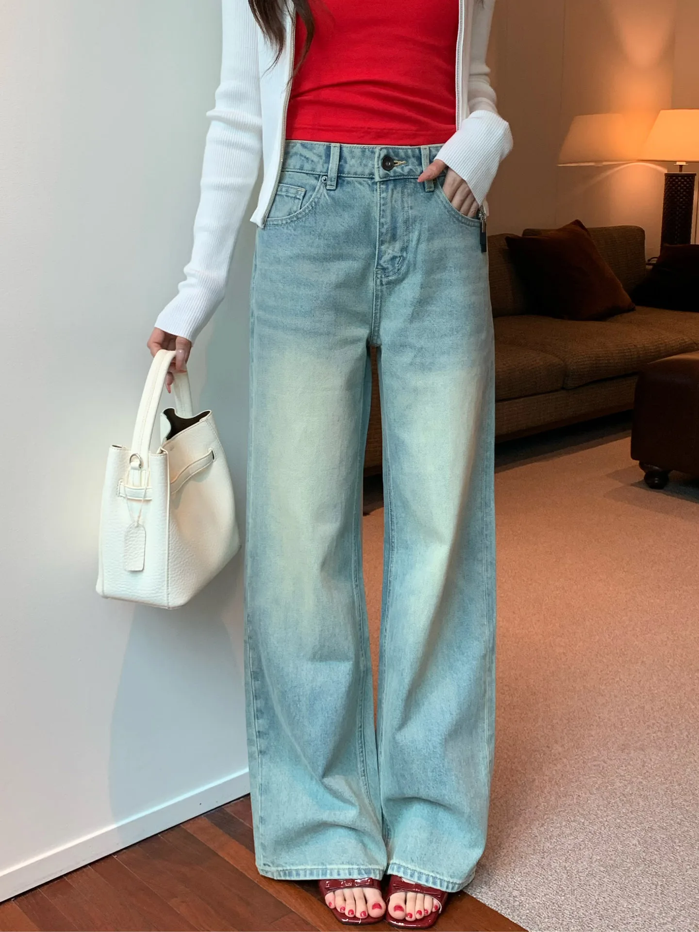 

Waed Vintage High Waist Wide Leg Jeans Women's Spring Season Slimming Versatile Pants Orange Tree Beau American Sle