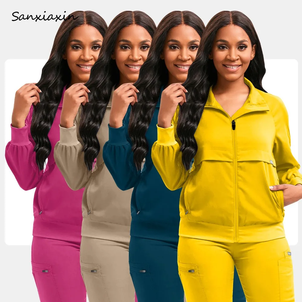 Genuine Anti Static Long Sleeved Scrubs Jacket Zipper Style Operating Room Hand Wash Clothes Postpartum Center Outer Wear Women