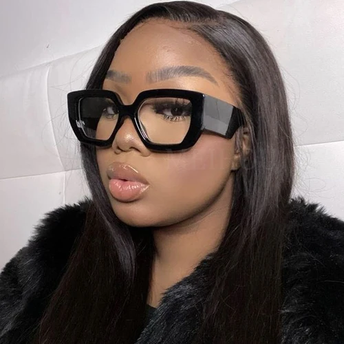 트렌디한 사각형 큰 여성용 안경테, 패션 컬러풀 투명 두꺼운 안경, 여성용 등급 안경테 