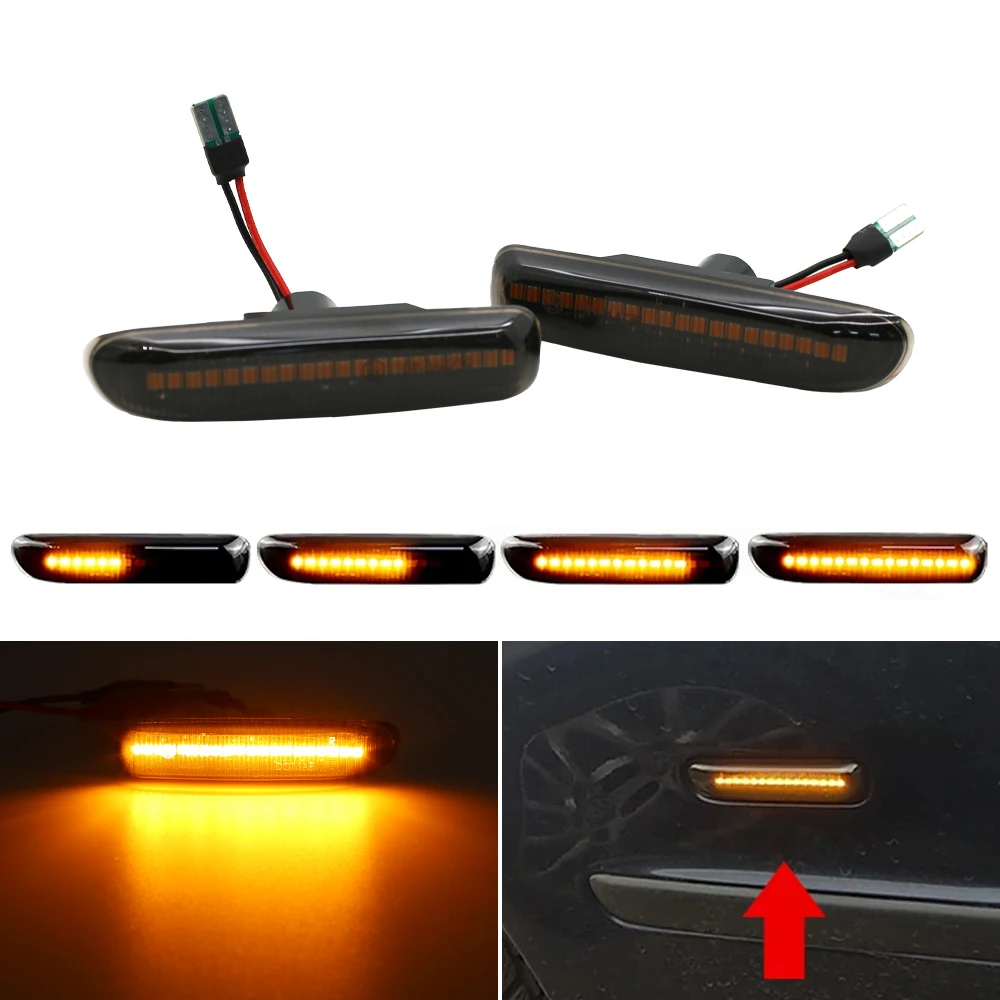 For BMW E46 3er Limo Coupe Compact Cabriolet LED Dynamic Side Marker Turn Signal Blinker Flowing Water Blinker Light
