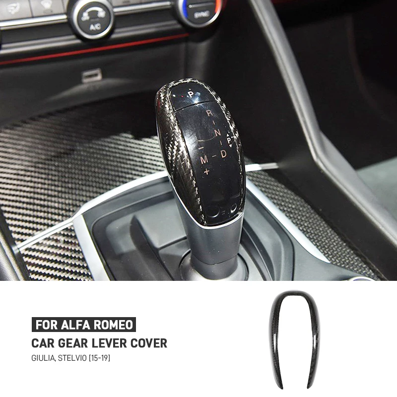 

Real Carbon Fiber Car Gear Shift Head Frame Trim Cover Sticker For Alfa Romeo Giulia Stelvio 2015-2019 Auto Interior Accessories