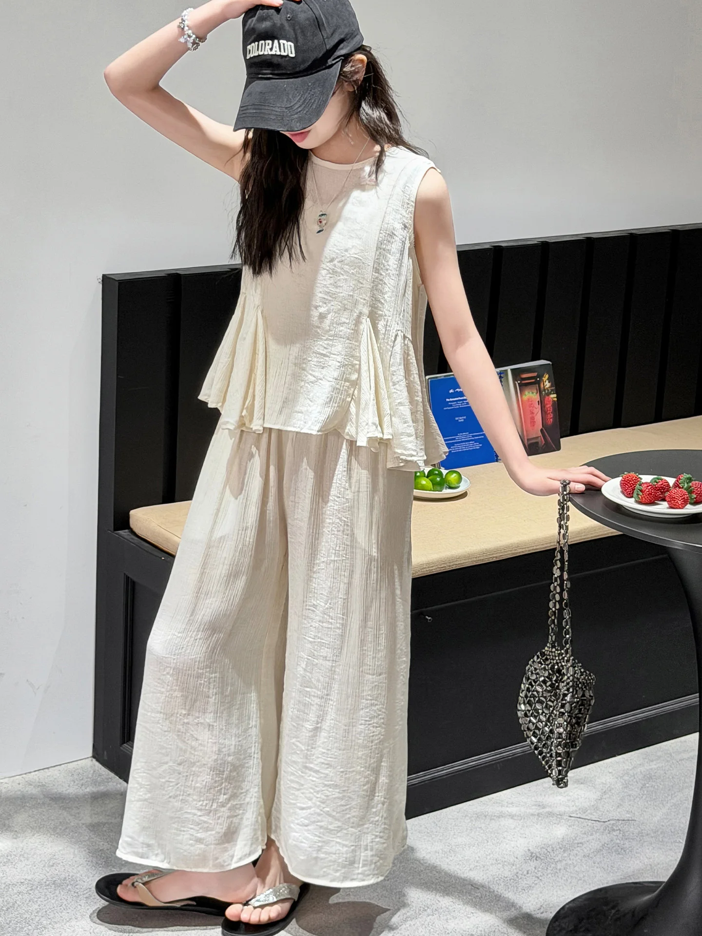 girls-summer-outfit-2026-new-fashionable-child-clothes-sleeveless-wide-leg-pants-two-piece-set-for-big-kids-casual-cotton-blend