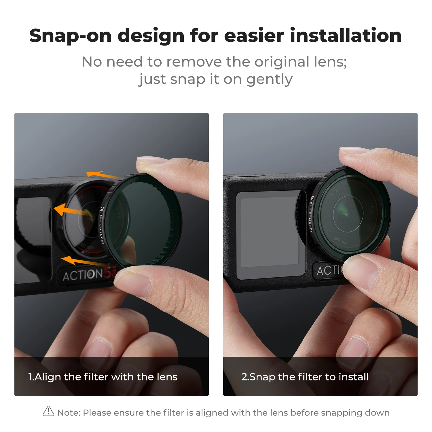 K&F CONCEPT Snap On CPL ND مجموعة مرشح لـ DJI Osmo Action 3 4 5 Pro Push-in Fit ND8 ND16 ND32 زجاج مستقطب متعدد المغلفة #6