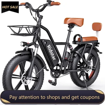 Image 2 Seater Electric Bike for Adults,1500W 30MPH 30-70Miles 48V 15AH Removable Battery Ebike 20" x 4.0 Fat Tire Beach