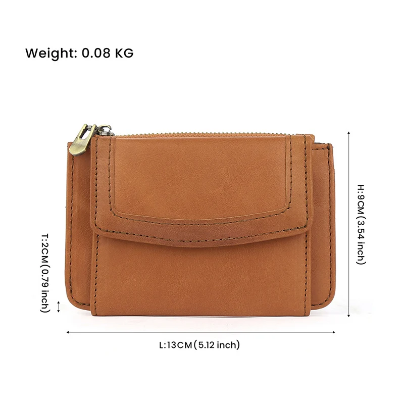 Multi-card Wallet Top Layer Cowhide Genuine Leather Pouch Women Classic Retro Multifunctional Bank Card Holder Zipper Coin Purse