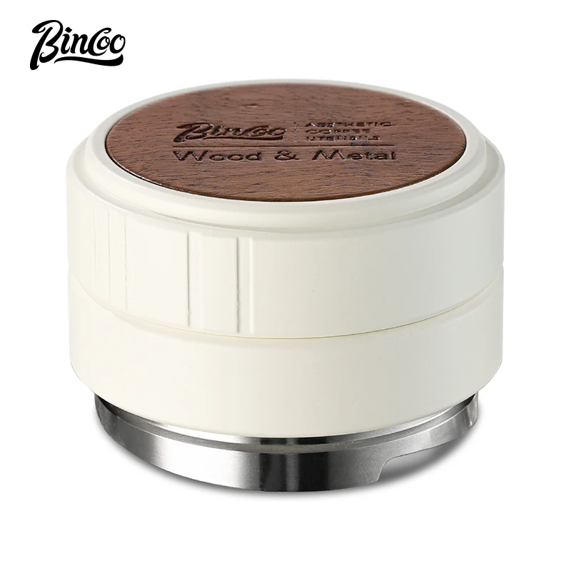 Bincoo Coffee Distributor with Wood Top 51mm/53mm/58mm Adjustable Coffee Tamper Distribution Tool Stainless Steel Base