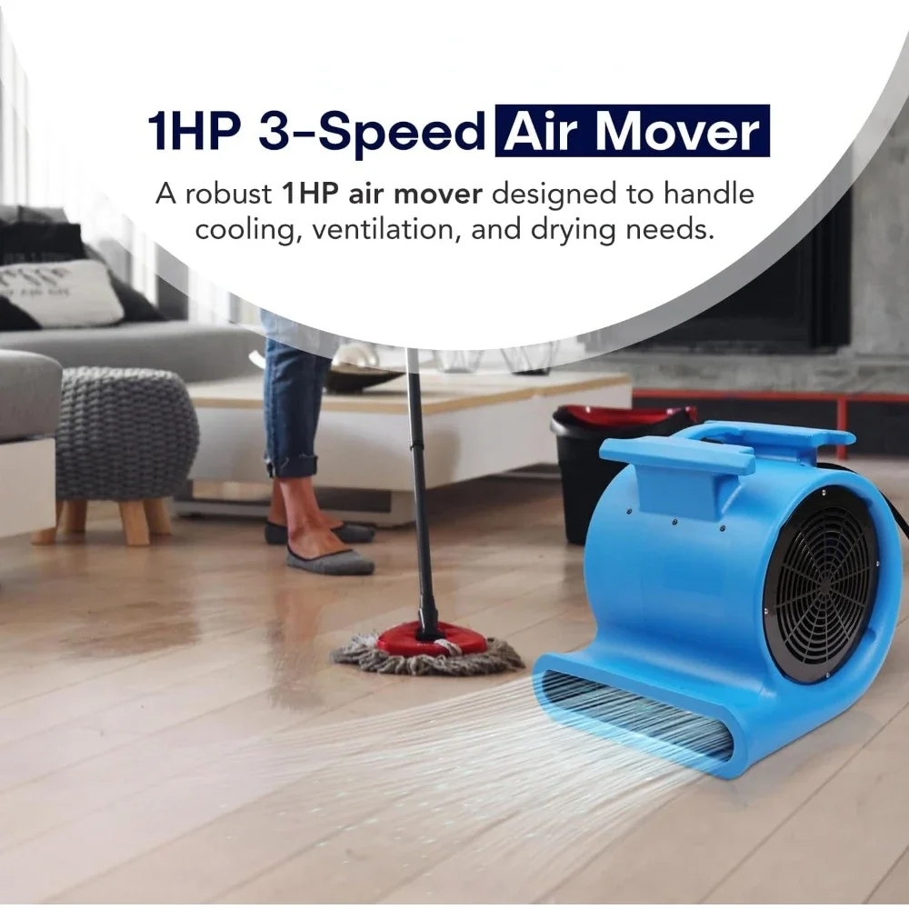 -Speed Air Mover 1HP 4000+ CFM Monster Floor Blower Carpet Dryers Janitoral Floor Dryer