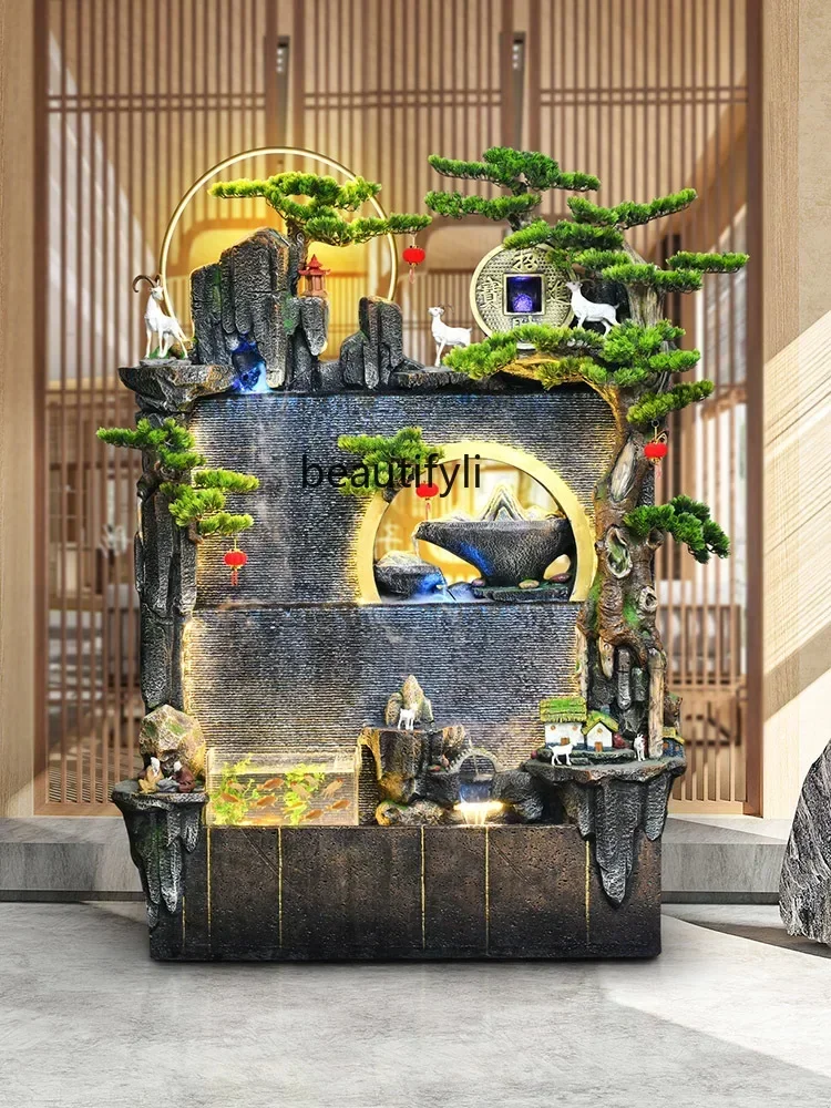 Rockery Fish Tank Flowing Water Ornaments Indoor Entrance Decoration Living Room Humidifier Office Tea Room Floor Landscape