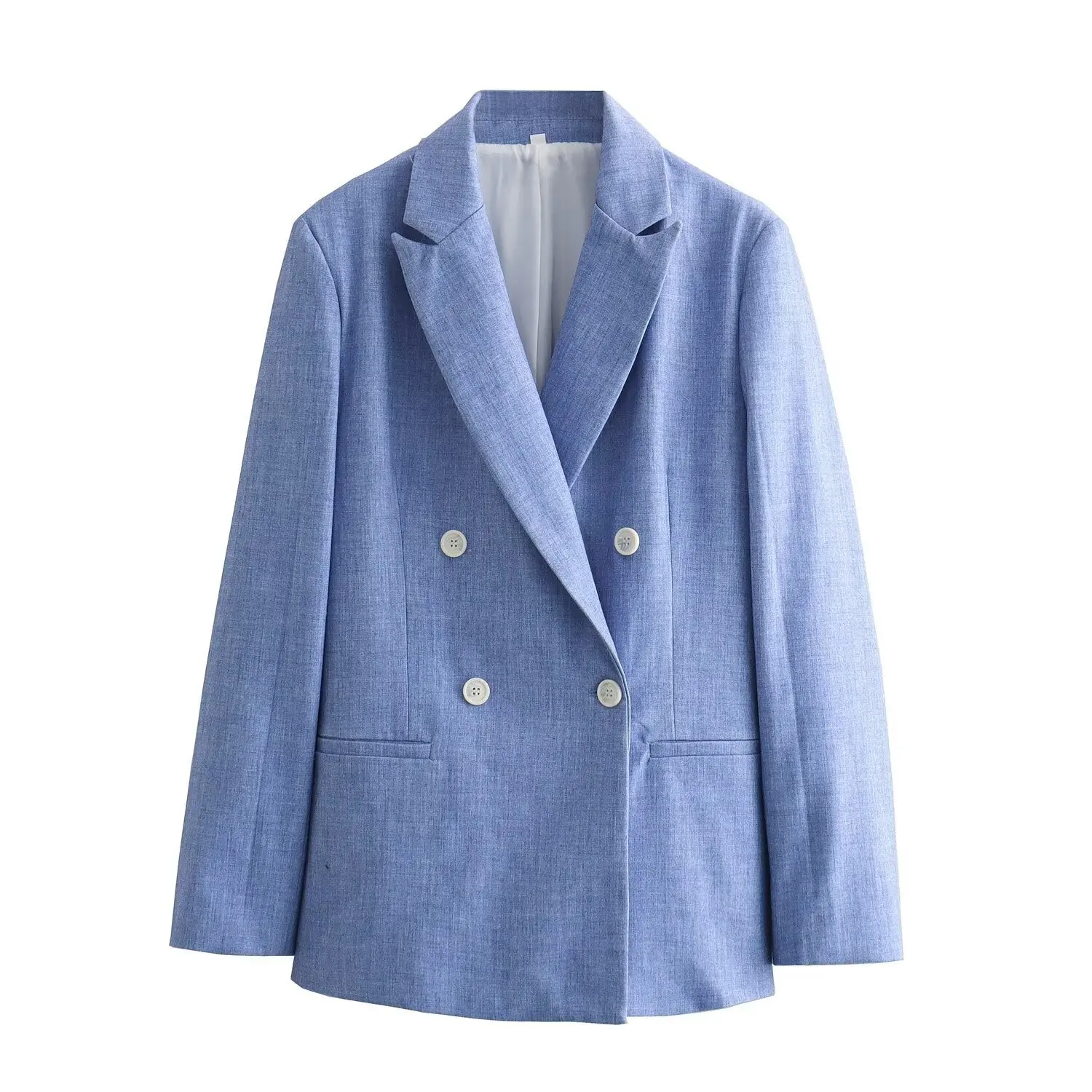 Women's Suit Jacket With Shoulder Pads And Double Breasted Buttons For Women