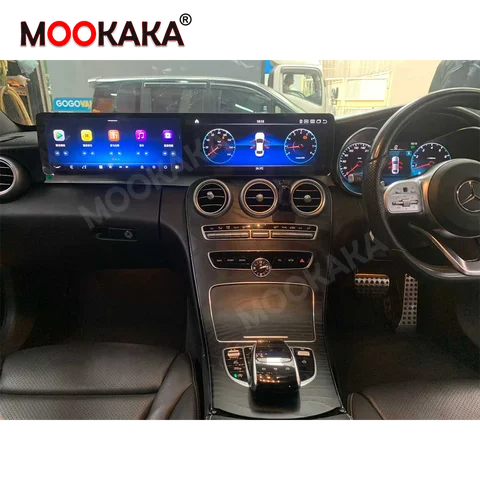 25.6인치 듀얼 스크린 메르세데스 벤츠 C W205 GLC W253 2015-2021 RHD 안드로이드 오토 카플레이 라디오 GPS 내비게이션 스테레오 헤드유닛