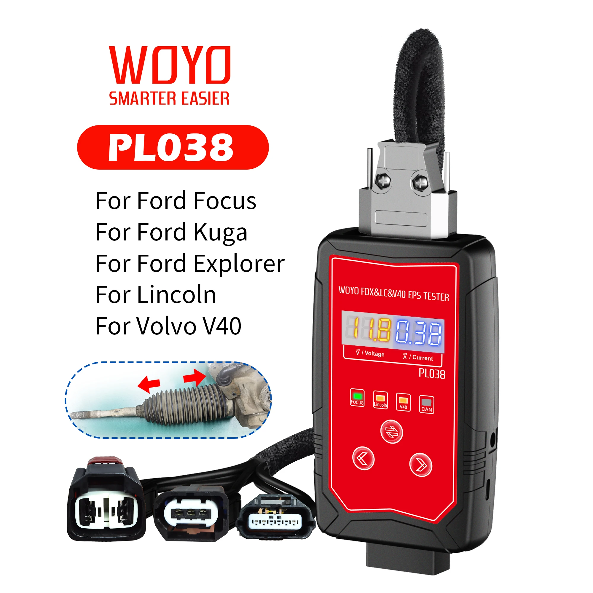 WOYO PL038 Steering Wheel Motor Tester for Ford Focus Kuga Explorer Lincoln V40(Only Iron Shell EPS)