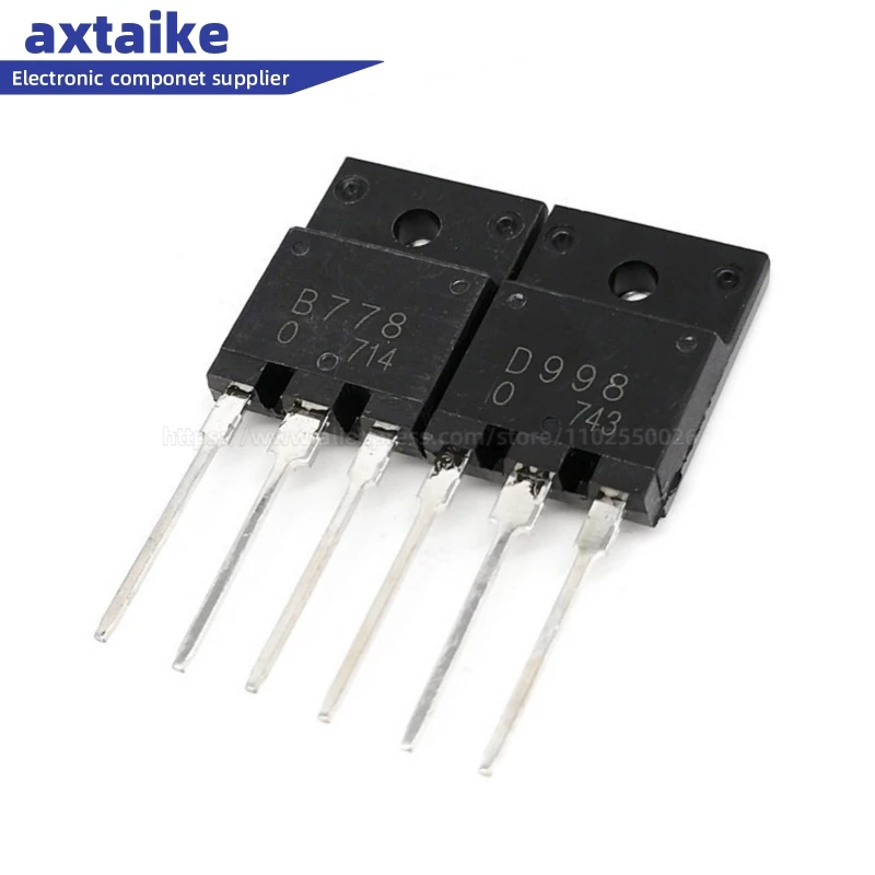 

5PCS KTB778 KTD998 B778 D998 2SB778 2SD998 TO-3PF NPN PNP 120V 10A Transistor Power amplifier tube