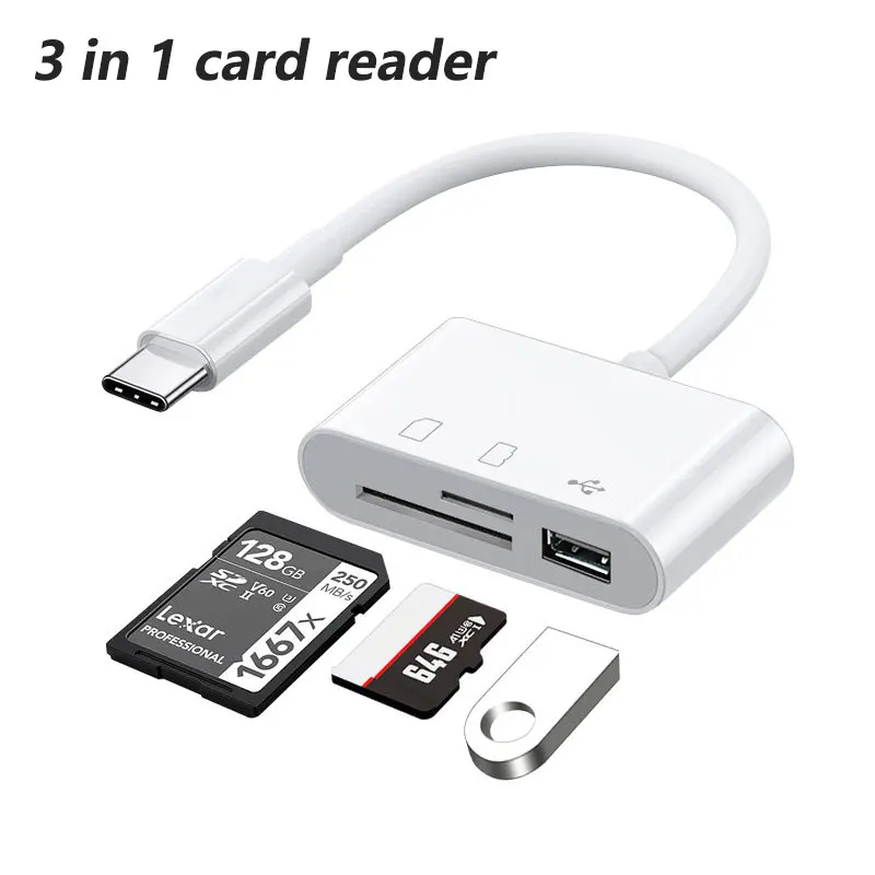 3 in1 Type C To Micro Adapter TF CF SD Memory Card Reader USB-C For Macbook Huawei Samsung Xiaomi OTG Writer Compact Flash