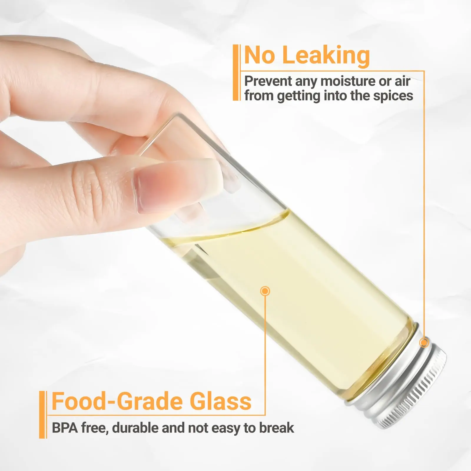 12PCS 50ml Glass Spice Jars, Transparent Spice Containers with Aluminum Lids, Seasoning Storage Bottle, Glass Seasoning Jars