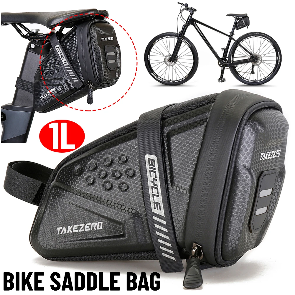 1/2.5L Bicycle Saddle Bag Shockproof Bike Saddle Bag For EVA Hard Shell Refletive Large Capatity 1L MTB Bike Bag Accessories