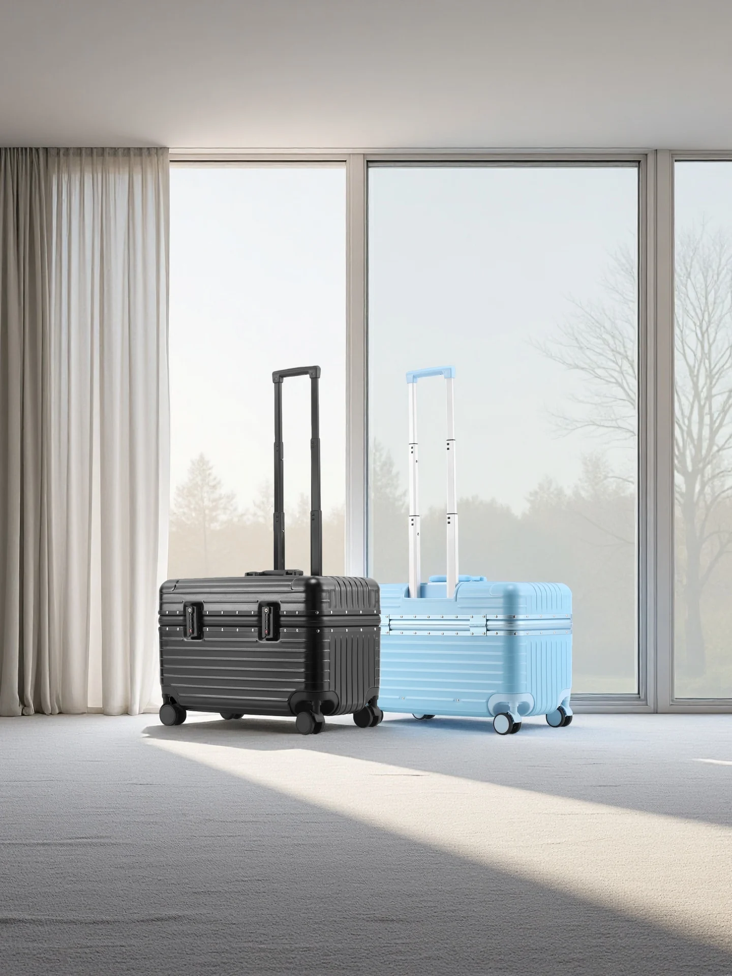 20-Inch Aluminum Alloy Frame Suitcase TSA Customs Password Lock ABS+PC Material Universal Wheel Open Upper Cover Boarding Case