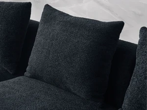 Modern Minimalist Sherpa L-shaped Sofa Set with Right Lounge Chair 4 Comfy Soft Pillows