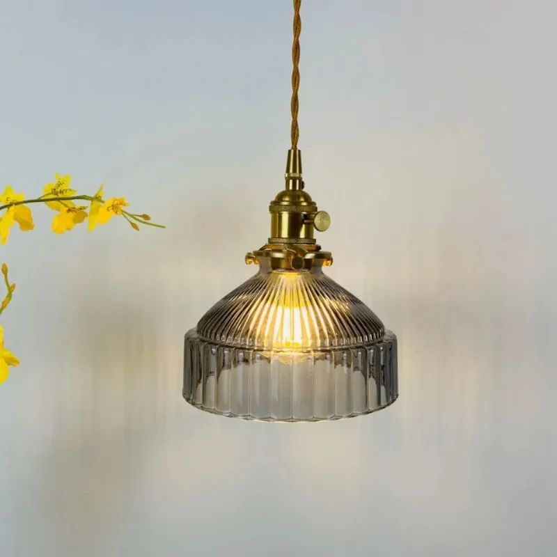 Nordic Vintage Brass Glass Pendant Light Creative Colorful Lustre Decorative Lamps For Cafe Store Home Decor Kitchen Indoor Lamp