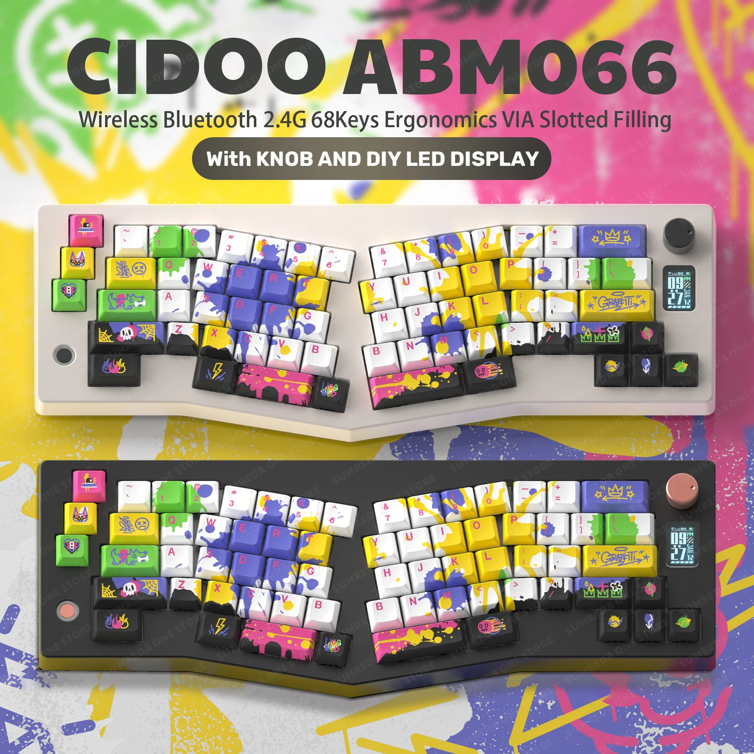 

CIDOO ABM066 Barebones Kit Alice-layout VIA-programmable Hot Swappable Bluetooth/2.4Ghz/ Type-C Connectivities for Win/Mac