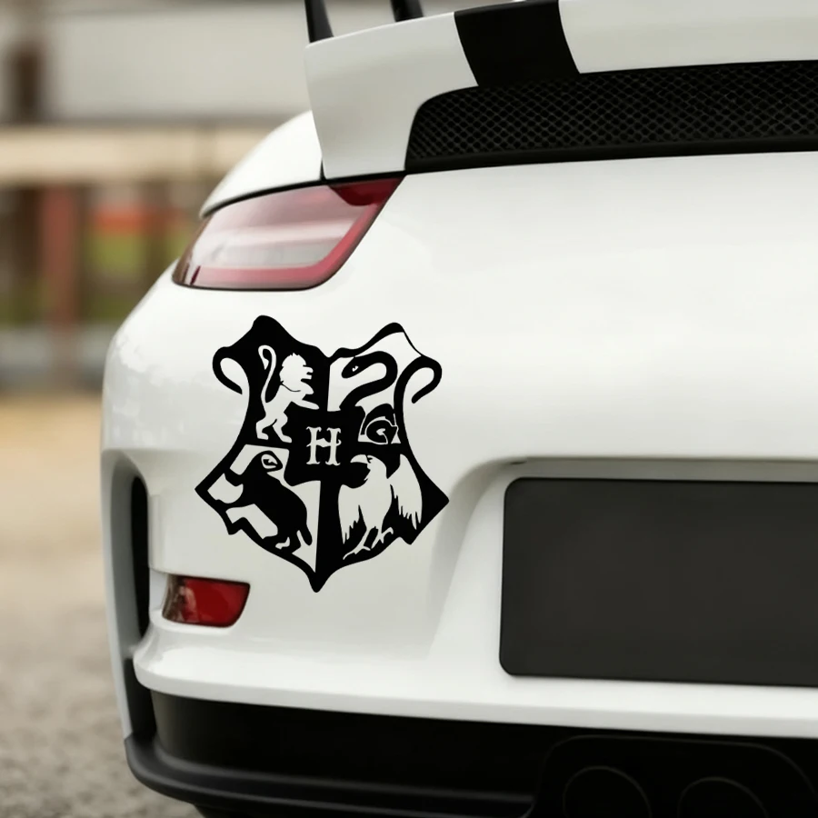 Harry Potter Decor Hogwarts Crest vinilo pegatina para parachoques de coche, calcomanías con patrón de Hogwarts para ordenador portátil, decoración adhesiva para ventana de parabrisas