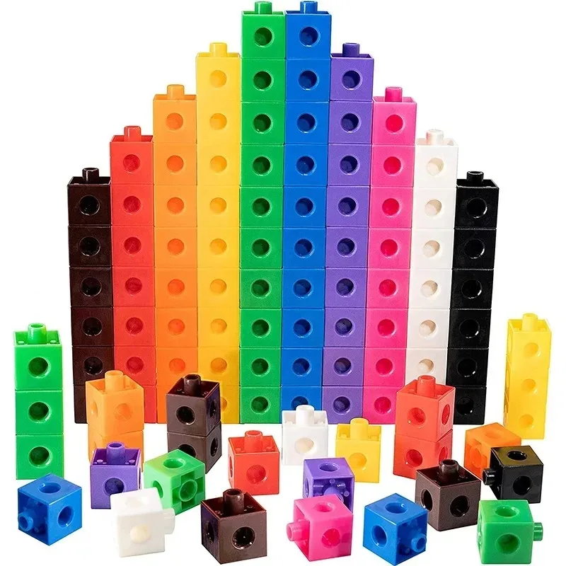 100pcs Linking Cubes Counting Cubes, Colorful Math Cubes, Math Manipulatives Classroom Learning Supplies Activities toys (Clas 5