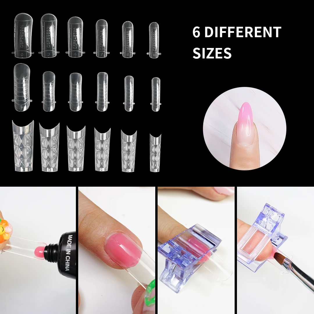 Plastic False Nails Art Form French Tips  Full Cover Extension Mode Acrylic Transparent Manicure Press on Nails Tool Accessories