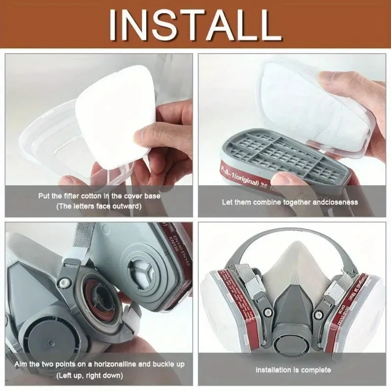New 15in1/16in1 6200 Dust Gas Respirator Half Face Dust Mask For Painting Spraying Organic Vapor Chemical Gas Filter Work Safety