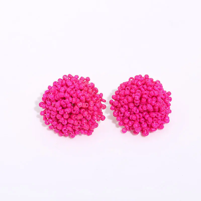 15mm 20mm 28mm Seed Beaded Studs Earrings Post Connector Beaded Stud Earring for Women Pom Pom Word Letter Jewelry & Accessories