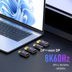 Mini DP to Big DP Converter 8K60HZ DP Male to Female Bidirectional Conversion Adapter Display Port Video Audio Extend Cable Plug