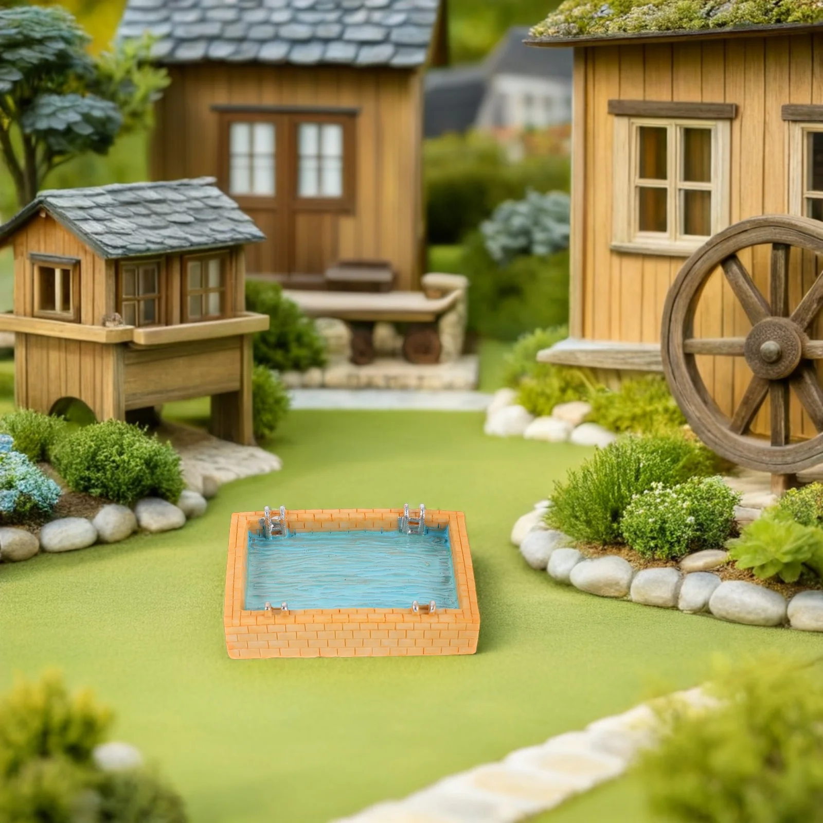

Lifelike Miniature Pool Dollhouse Beach Decoration Resin Material Tiny Poolside Furniture DIY Summer Scene Accessories