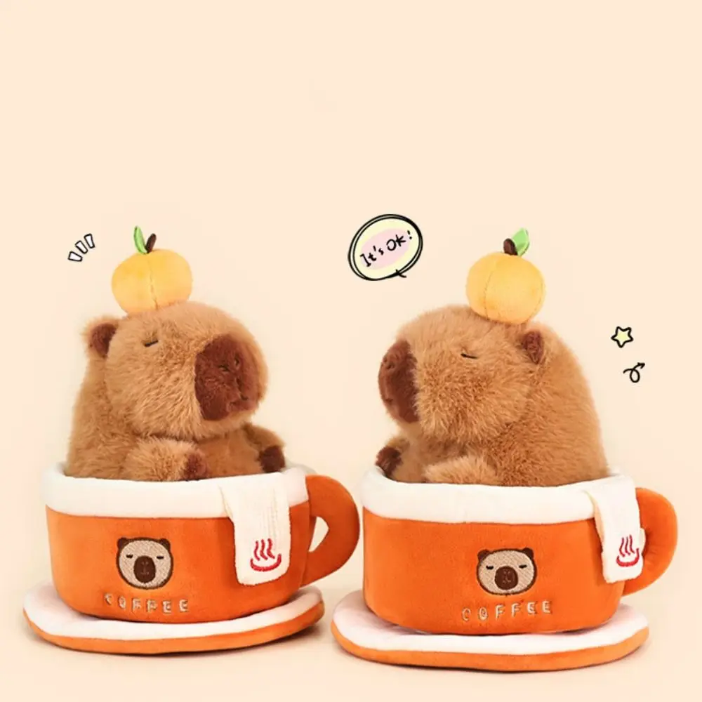 

Simulation Capybara Plush Toy Coffee Cup Fluffy Plush Animal Kapibala Doll Collection Comfortable Capybara Plush Stuffed Toy