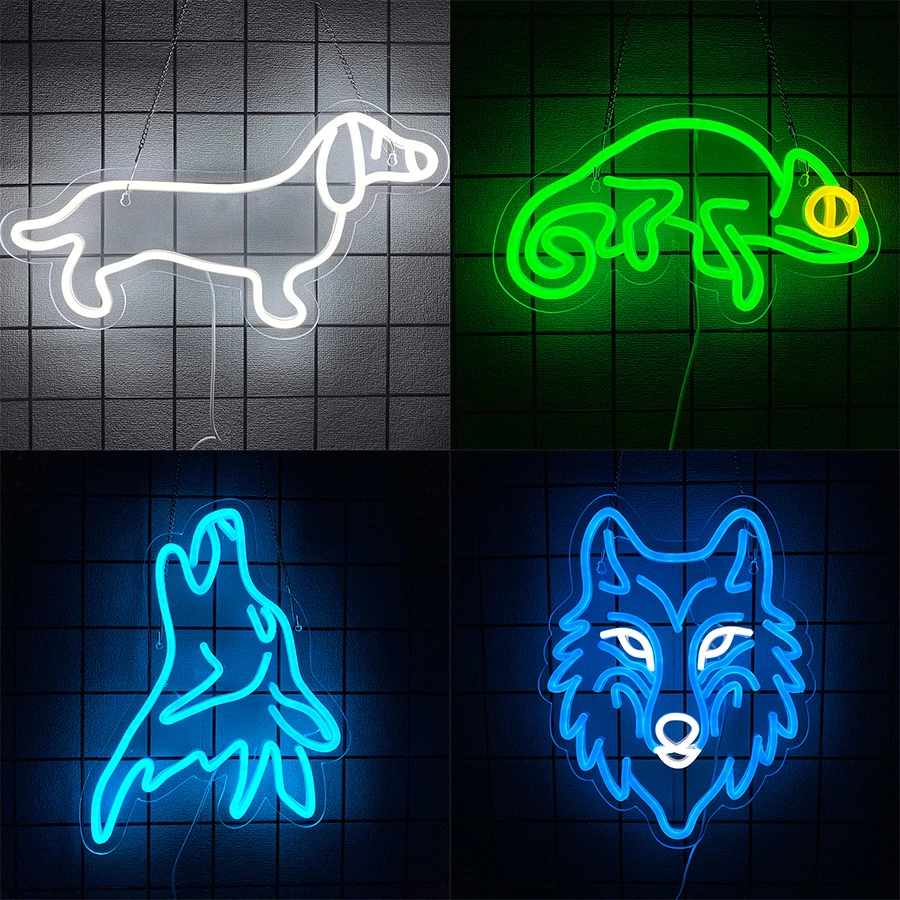 Animal Led Neon Sign, Interesting Wolf Icon Usb Powered, Bedroom Living Room Bar Game Room Man Cave Birthday Party Decor Gift.