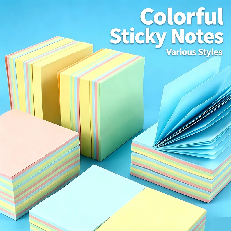 4PCS 3x3 Inch Sticky Notes – 100 Sheets Per Pad, Colorful or Yellow Option, Bulk Memo Pads for School Office Home