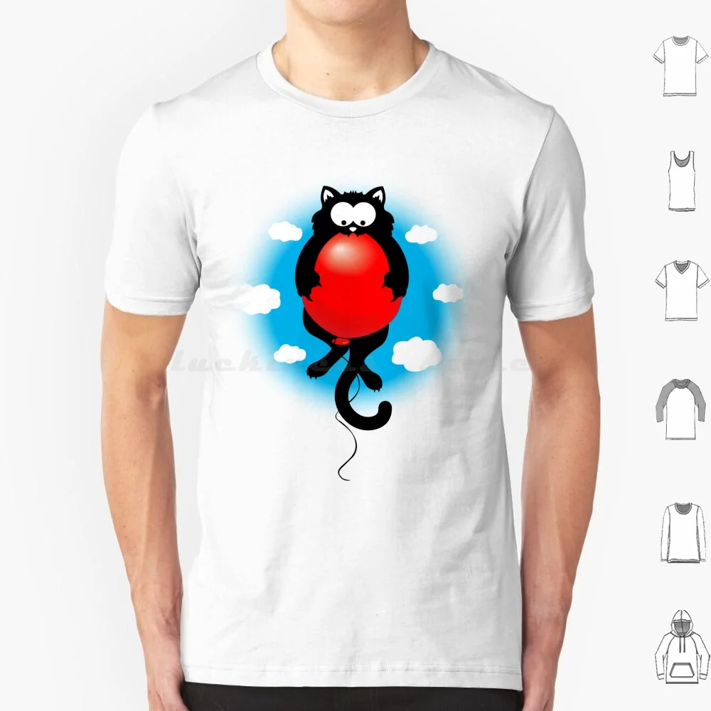 When Cats Fly T Shirt Cotton Men Women DIY Print Cats Cat Cute Scared Black 9 Lives Fly Flying Up Adventure Attack Dead Sky