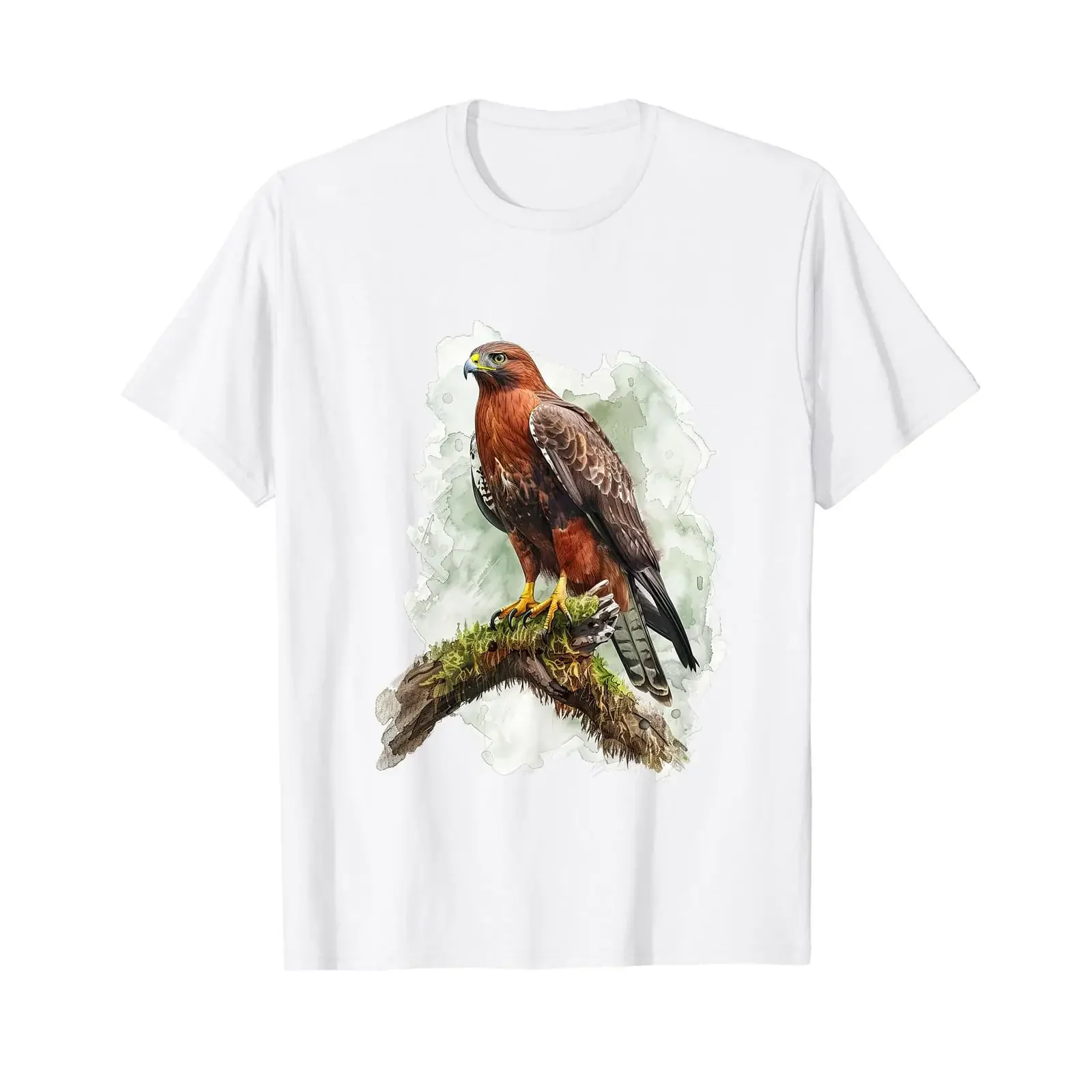 Watercolour Harris's Hawk Falconry Birder Wildlife T Shirt White vintage Washed homme Soft designer clothes Slightly Breathable