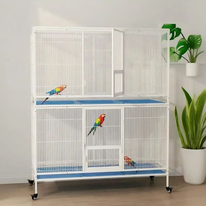 Heavy Duty Stackable Metal Birdcage Commercial with Breeding Box Pigeon Canary Nest