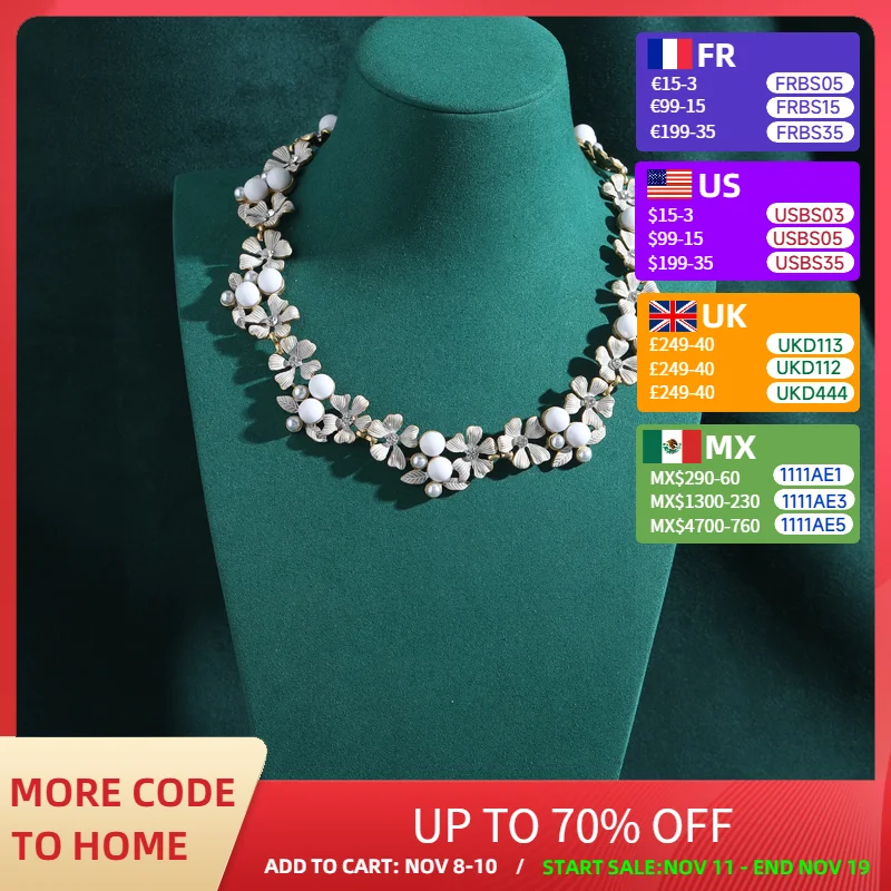 

Vintage Flower Choker Necklaces Elegant White Glass Natural Stone Five Leaf Woman Accessories Luxury Jewelry Designers 2025