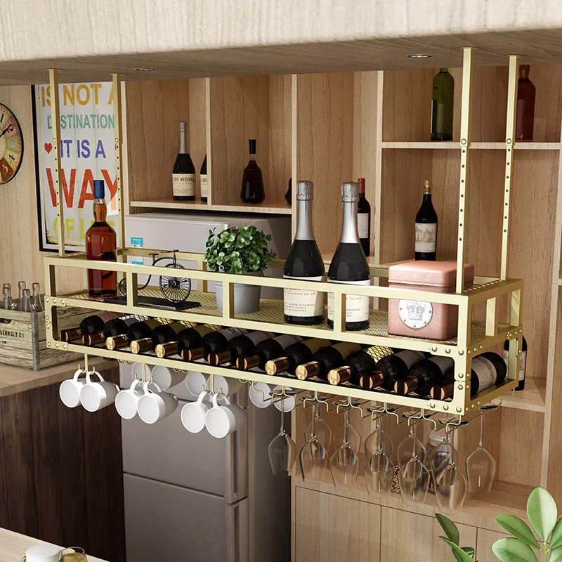 Under-Cabinet Wine Glass Rack, Hanging Stemware Holder for Bar, Modern Wall Mount Red Wine Glass Rack