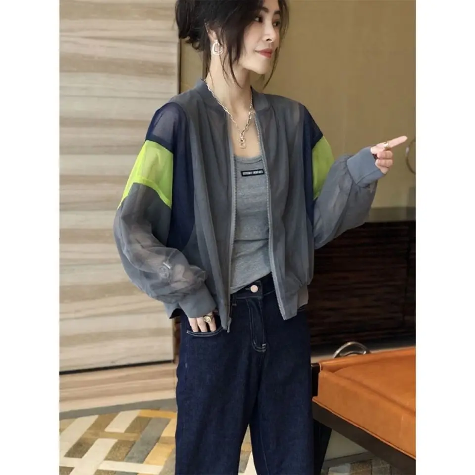 

Summer Long Sleeve Jacket Women Sweatshirt Thin Coat Sun Protection Clothing Streetwear Loose Korean Fashion Sportswear Tops