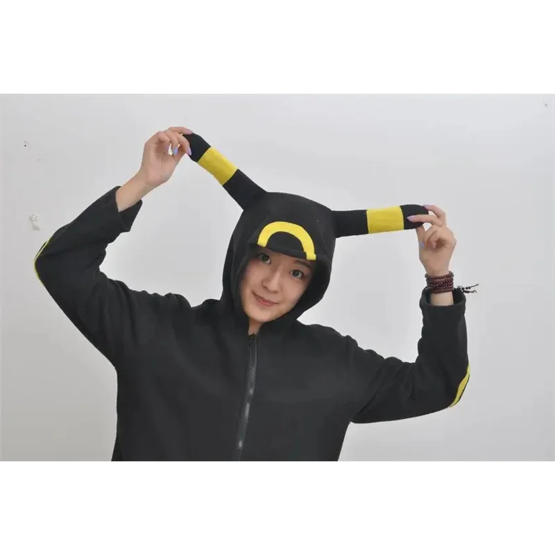 2025 nueva chaqueta de abrigo Umbreon negra para mujer, sudadera, disfraces de Cosplay Unisex, trajes con capucha de animales de peluche ★ ★ ★ hh