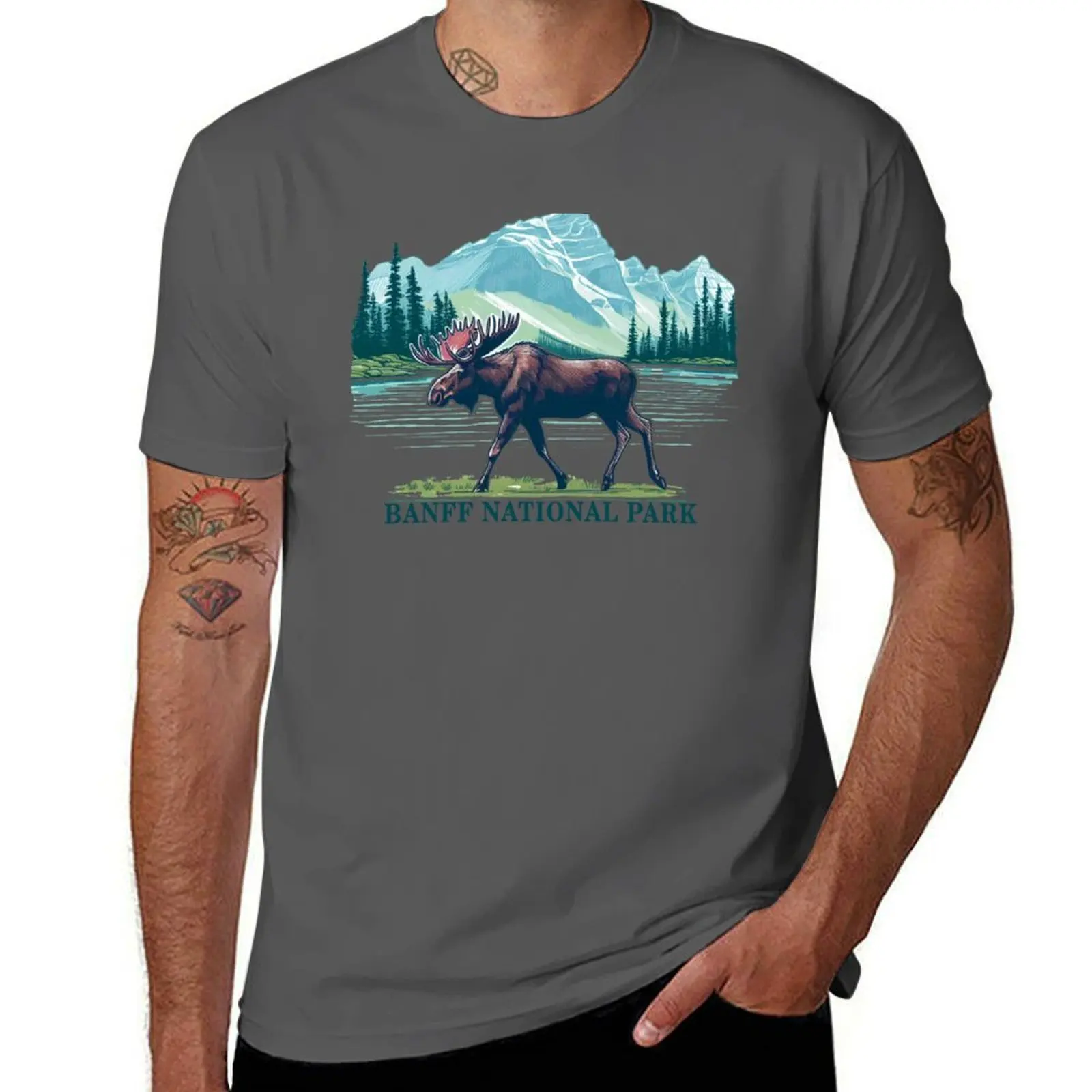 

Canada National Alberta Banff Park T-Shirt Casual Loose Daily Wear T-Shirt