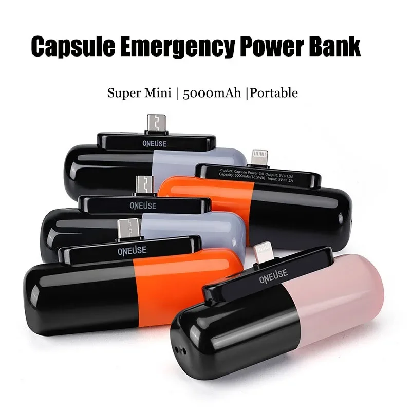 Mini Power Bank 5000mAh PowerBank QC PD Fast Charging Mobile Power Supply Emergency External Battery for Type-c IPhone