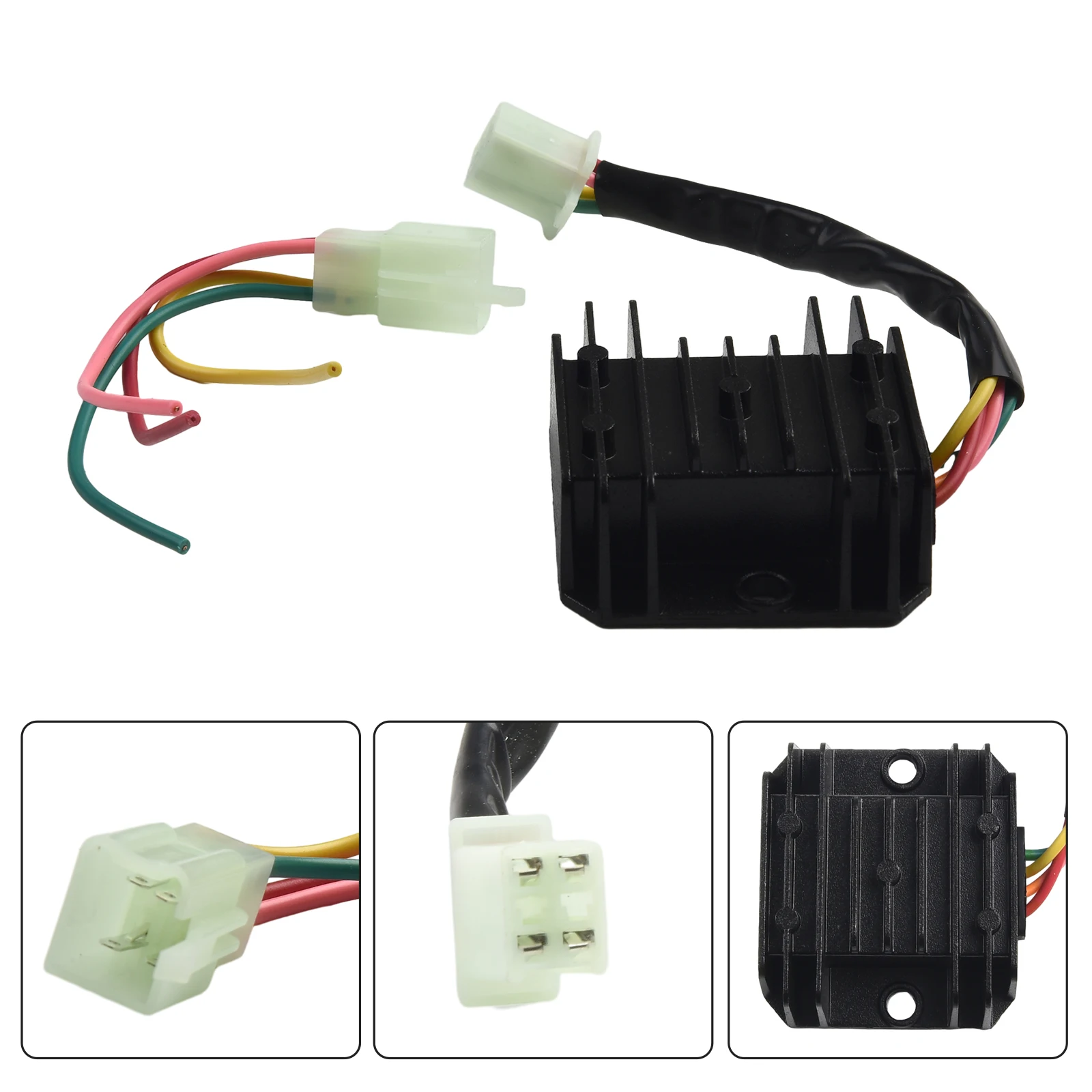 1pc Rectifier Black For 12V Battery And Bulb For Motorcycle Scooter ATV Metal 20-60V 4 Wires Voltage Regulator